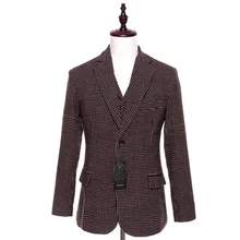 New Mens Casual Blazers Jacket Brown Dots Pattern Wool Slim England Suit Blaser Masculino Male Mens