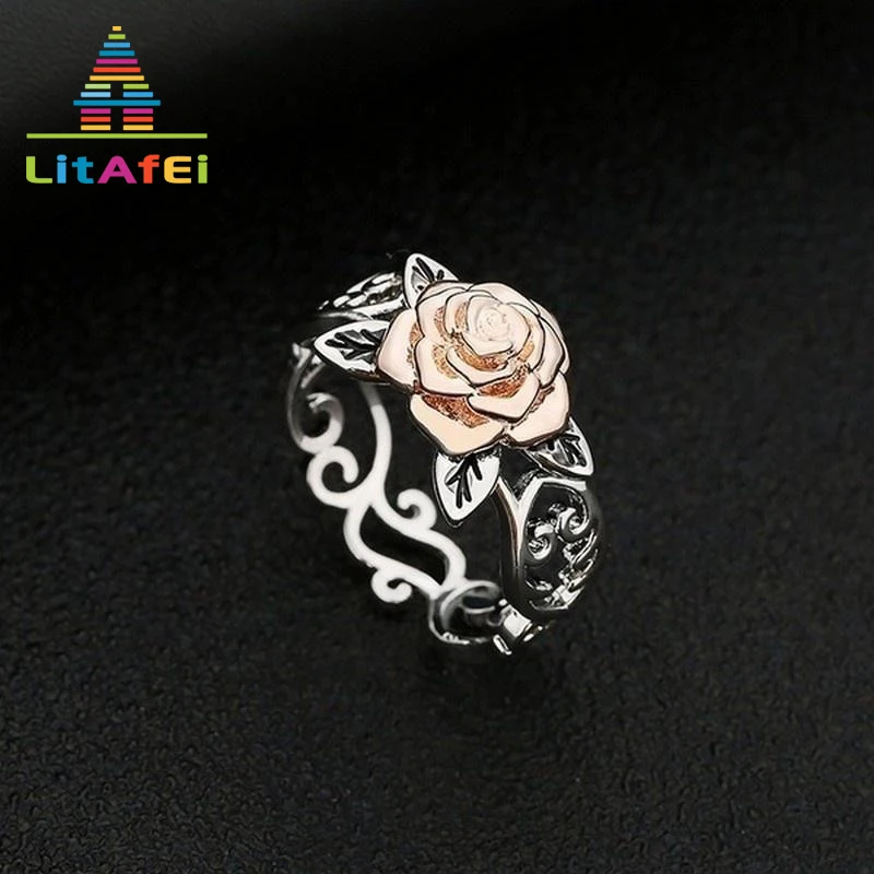 Кольцо Jewlery лист Роза Форма кольцо для женщины Размер 6-10 Мода Свадьба Помолвка