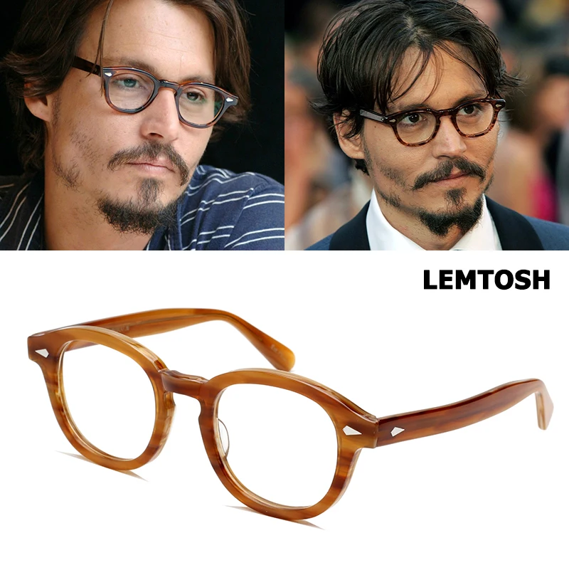 Johnny Depp Classic Acetate Brand Eyeglass Frames Retro
