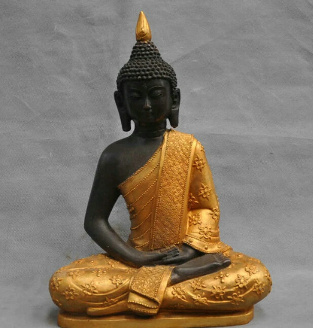 

16" Thailand Bronze Copper Sakyamuni Shakyamuni Buddha Sit Statue Sculpture R0713 Discount 35%