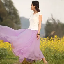 Женская Бохо Макси однотонная эластичная талия длинная юбка вечерняя пляжная Женская юбка плиссированная#190416