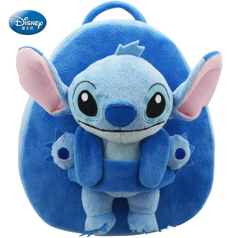 Disney Mickey Minnie Mouse Kids Plush Backpack Mini School Bag Children Girl Boys Gifts Disney Toys Pooh Stitch Plush Bags - Цвет: stitch