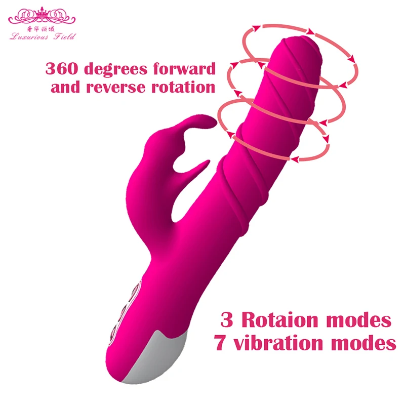 360 degree Rotation font b Dildo b font Vibrators 7 Speed Powerful Vibration Clit stimulation Rabbit