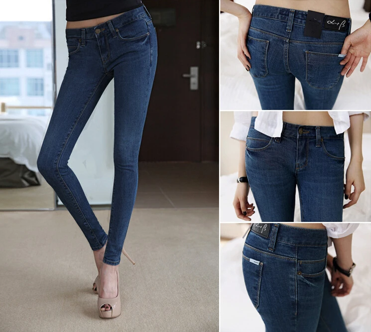 women blue denim jeans slim capris size 26 31 girls autumn size 26 jeans