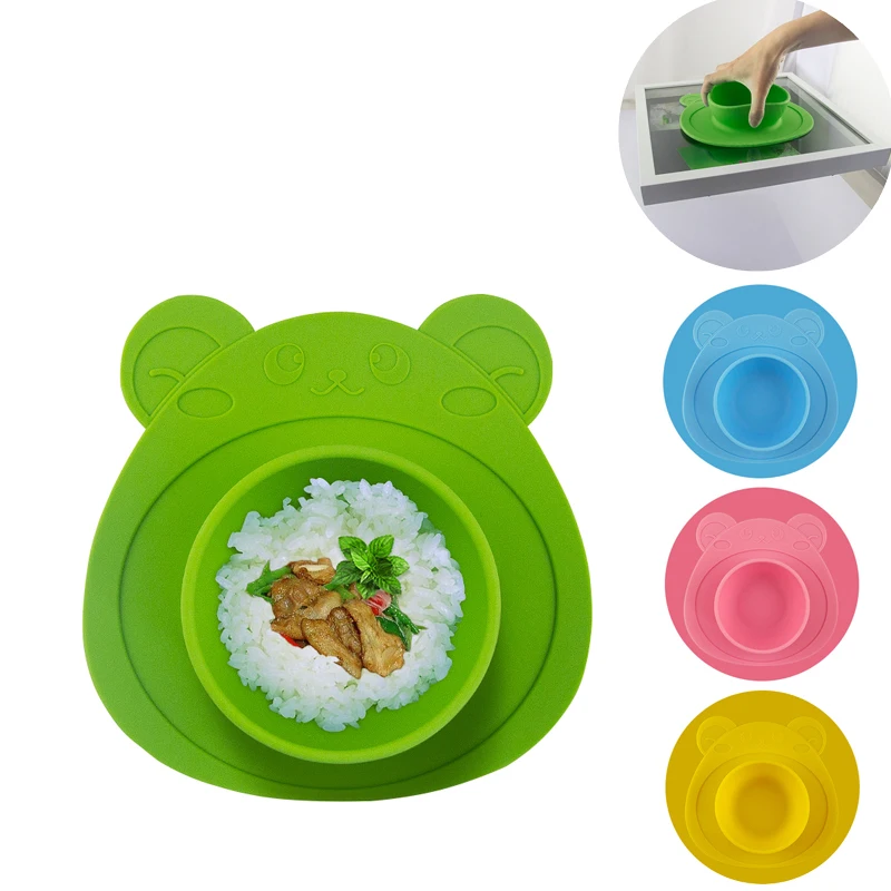 Kids Children Baby Plate 100% Silicone Dishes Bowl With Suction Cup Silicone Feeding Food Pratos Tray Dishes For Baby Toddler