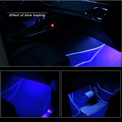 4 шт. Автомобильная декоративная лампа RGB Автомобильный интерьер освещение комплект Автомобильное моделирование интерьер уличный светильник подходит для всех автомобилей - Испускаемый цвет: Синий