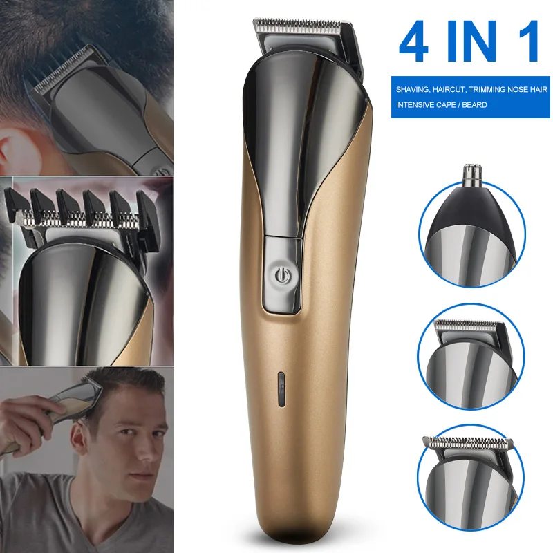 

4 In 1 Electric Razor Hair Beard Trimmer Shaver Waterproof Man Nose Eyebrow Grooming Kit 2019 Newly Pro Men Hair Styling Kit