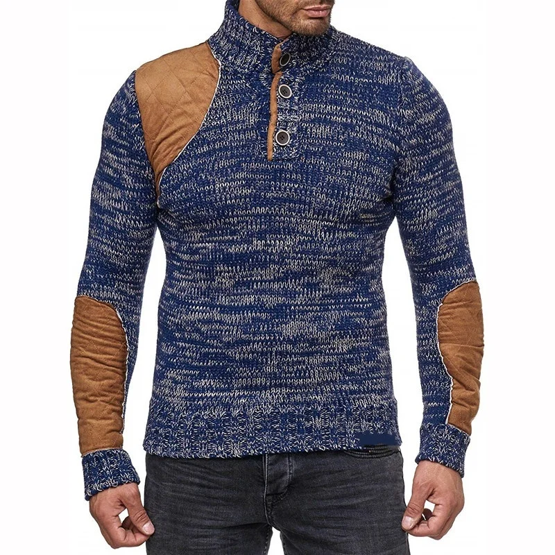 Men's Knit Sweater with Scarf Collar Slim Button Sweater Long Sleeve Hip Hop Streetwear High Quality Casual Man's Sweaters Men's Knit Sweater with Scarf Collar Slim Button Sweater Long Sleeve Hip Hop Streetwear High Quality Casual Man's Sweaters