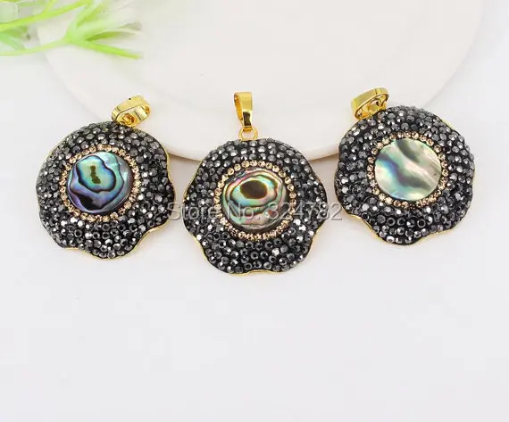 5 шт. кулон из натурального абалона с кристаллами и стразами бусины натуральных
