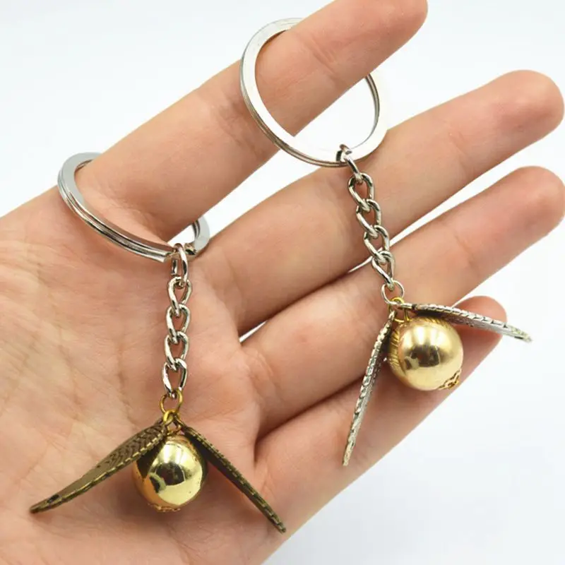 

10PCS/lot Golden Snitch Key Ball Owl Wings Chain Harri Potter Quidditch Magic HP Hogwarts Keychain Pendant Fans Collection Gift