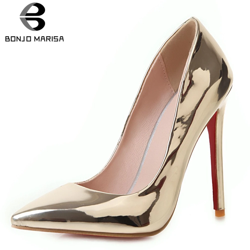 

BONJOMARISA New Sexy Shallow High Heels Pumps Women Pionted Toe Pumps Spring Autumn Party Wedding Shoes Women Plus Size 33-48