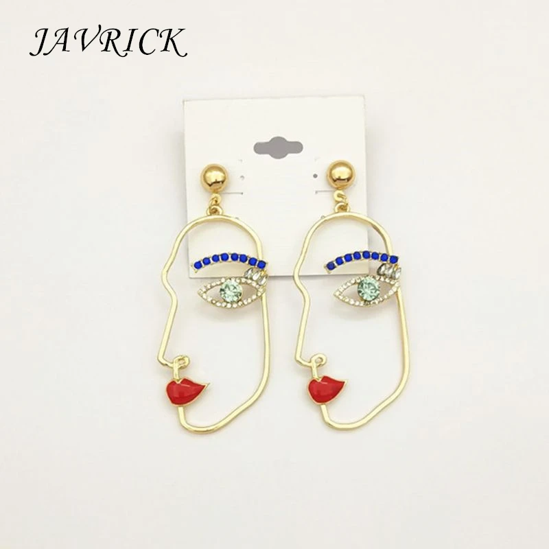 

JAVRICK 1Pair Creative Face Contour Shape Earrings Minimalism Simple Elegant Design Female Danglers Jewelry Gift