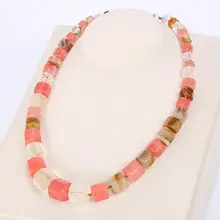 Blue Rainbow Natural Stone Necklace Choker Men Magnesite Square Diamond Stone Gemstone Power Crystal Male Fine Jewelry Gift NEW