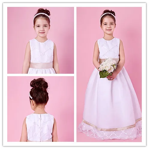 A-line Organza And Satin Flower Girl Dress With Sash/Ribbon | Свадьбы и торжества