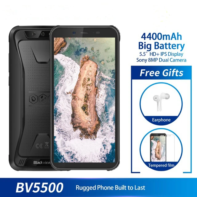 Original Blackview BV5500 5.5inch Android 8.1 Smartphone RAM 2GB ROM 16GB MTK6580P Quad Core Dual SIM OTG GPS 3G Mobile Phones
