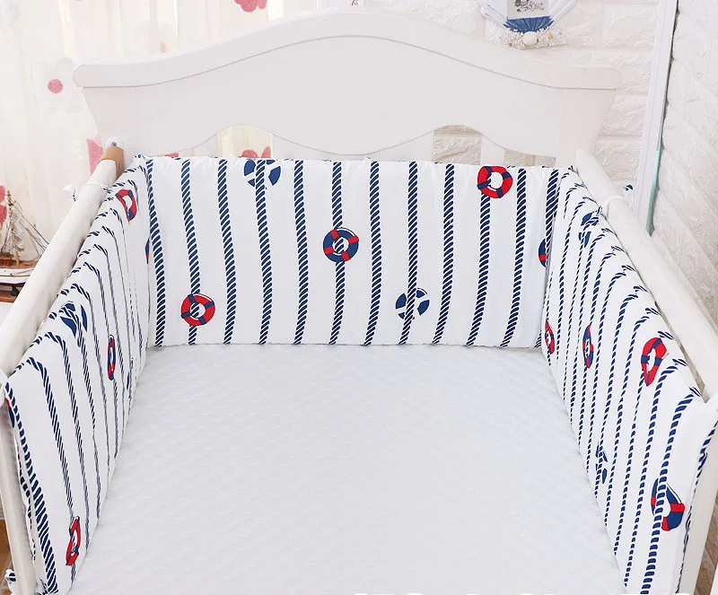 Простой стиль u-образный бампер для детской кровати, съемный Хлопковый бампер для детской кроватки, защита для кроватки, длинный бампер для кроватки, 180*30 см - Цвет: lansheng