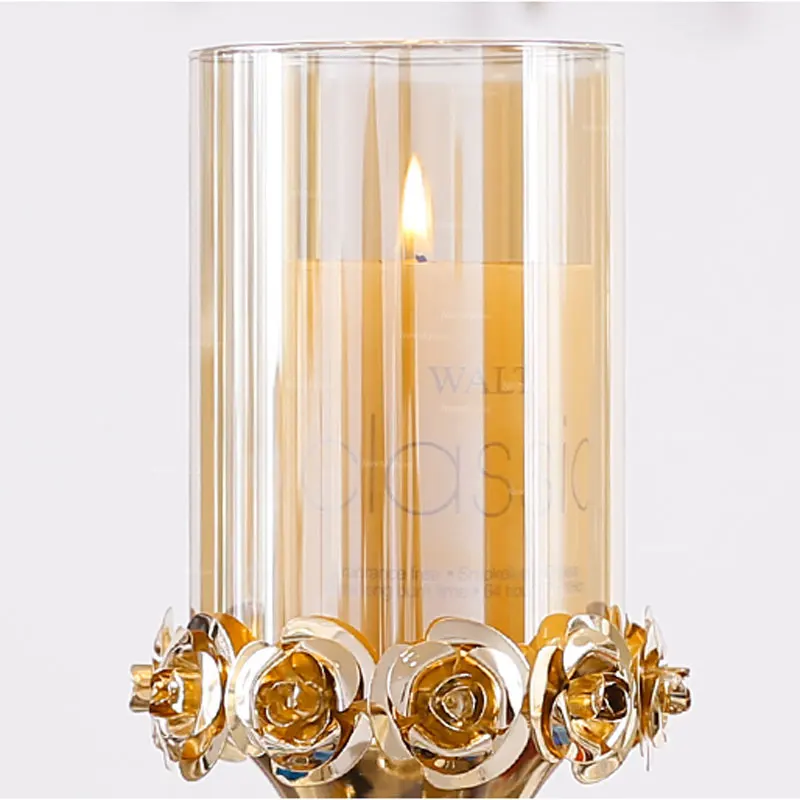 Современный золотой хрустальный светильник-подсвечник, романтический светильник-свеча, домашний подсвечник для свадебного украшения