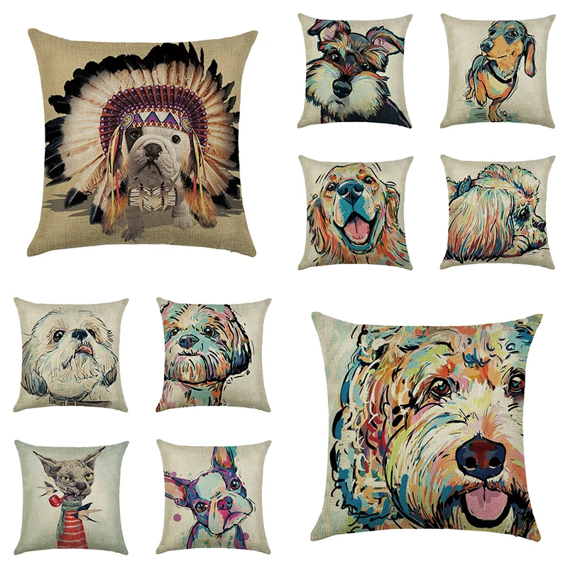 

Lovely Painting Printed Beagle Cushion Cover Farmhouse Decor Animals Pillowcases Dog Throw Pillow Covers Decorative boho Pillow