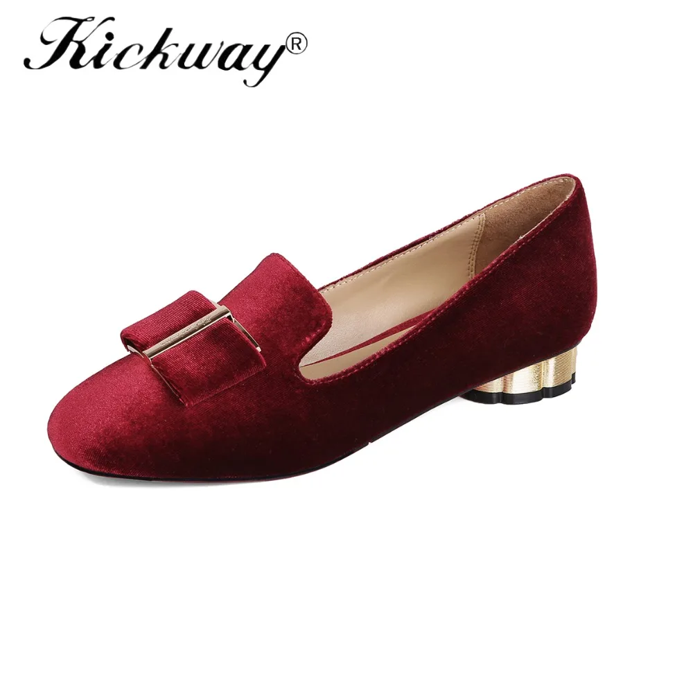 

Women party shoes low heel golden flock loafer butterfly-knot sheepskin sockliner round toe fashion party shoes ladies size34-39