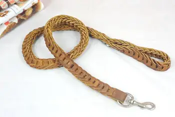 

High quality large dog Genuine leather leash supplies big dogs outdoor training leads products pet accessories 5pcs color random