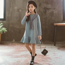 Новое осеннее платье принцессы для малышей зимнее платье для девочек Детские платья для девочек, хлопковое платье для малышей Одежда с бантом для малышей#3610