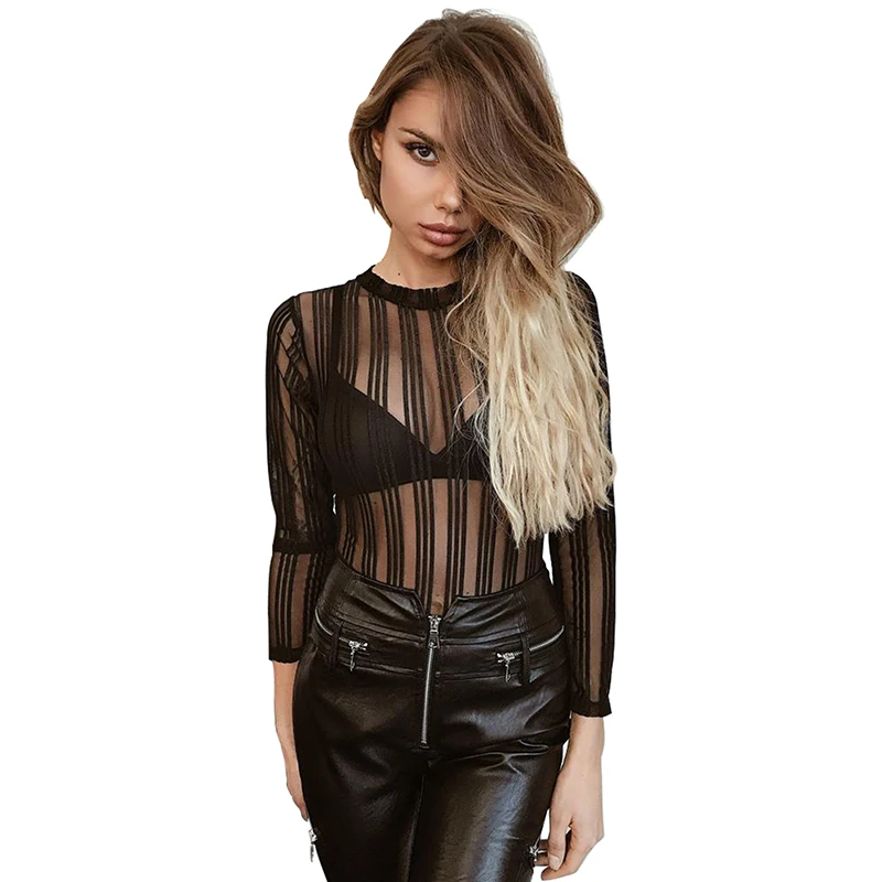 JYSS summer tops for women 2018 o neck lady blouses black striped tansparent women sexy blouses long sleeve girl lace tops 81721 JYSS summer tops for women 2018 o neck lady blouses black striped tansparent women sexy blouses long sleeve girl lace tops 81721