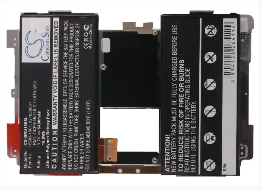 Аккумулятор Cameron Sino 5400 мАч для BLACKBERRY Playbook 16 ГБ 32 64 1ICP4/58/116 2 916TA029H 921600001 RU1 SQU