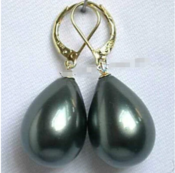 

FREE shipping> >>> 12X16MM Black Shell Pearl Drop Earrings AAA+