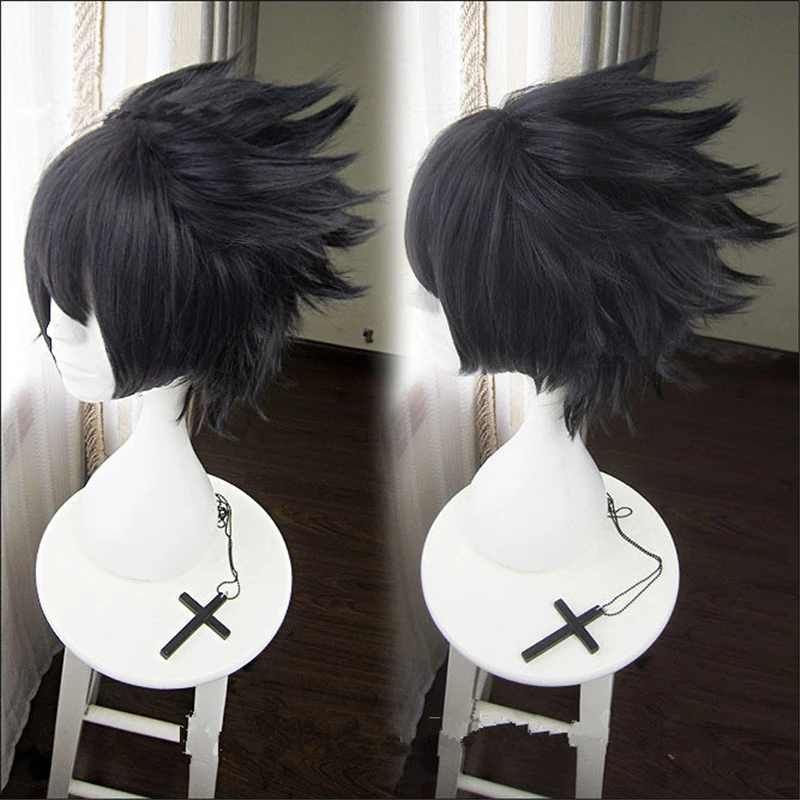 Anime Uchiha Sasuke Cosplay Wig For Men's Black Short Hair  + Wig Cap goddess costume