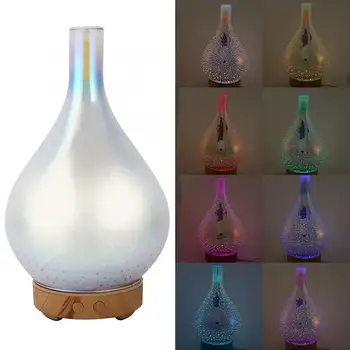 

100ml Aroma Essential Oil Diffuser Ultrasonic Air Humidifier with 3D Glass 7 Color Changing LED Lights for Office Home