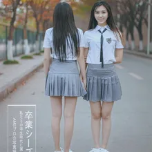 Bloomlove JK Student Class Uniforms Short Sleeve Shirt+Grey Skirt School Girl Costume Sailor Uniform OY-G4231