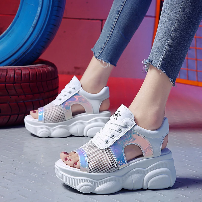 

Chunky Sandals Summer Women Platform Sandals 7 High Heels Casual Woman Shoes Platform Wedges Slippers Slides Dropshipping