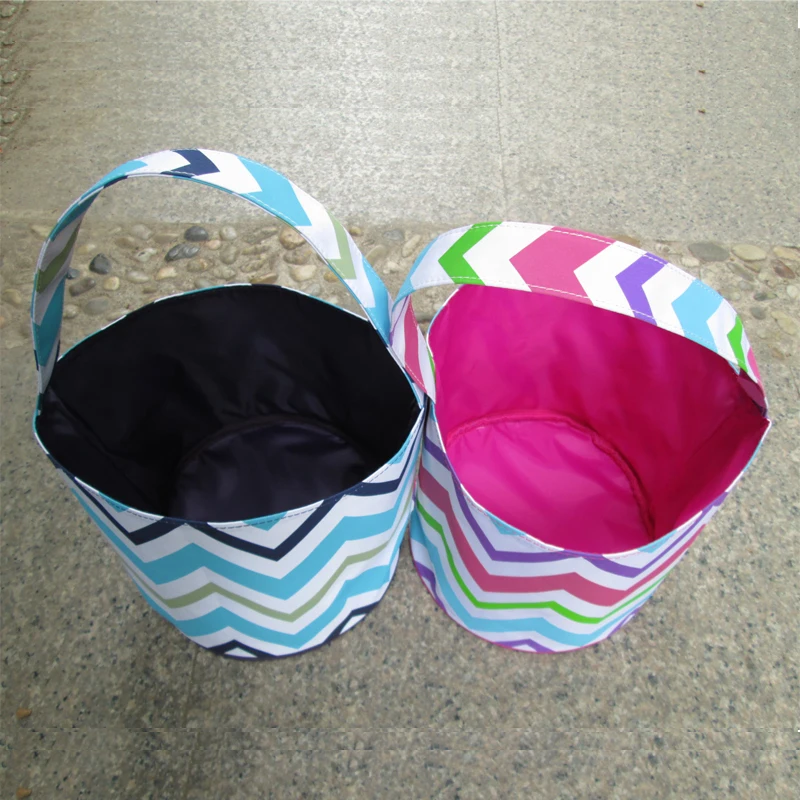 

Wholesale Blanks Multi-Colored Chevron Easter Bucket Easter Tote Bag Holiday Storage Bins DOM103083
