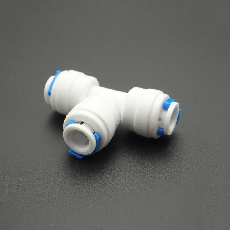 

1/4" OD Qucik Connection Tee Type RO Water Connector Reverse Osmosis Aquarium System Plastic Pipe Fittings