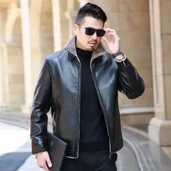 Высококачественная зимняя настоящая деловая повседневная кожаная куртка для мужчин, модные брендовые коричневые куртки и пальто из