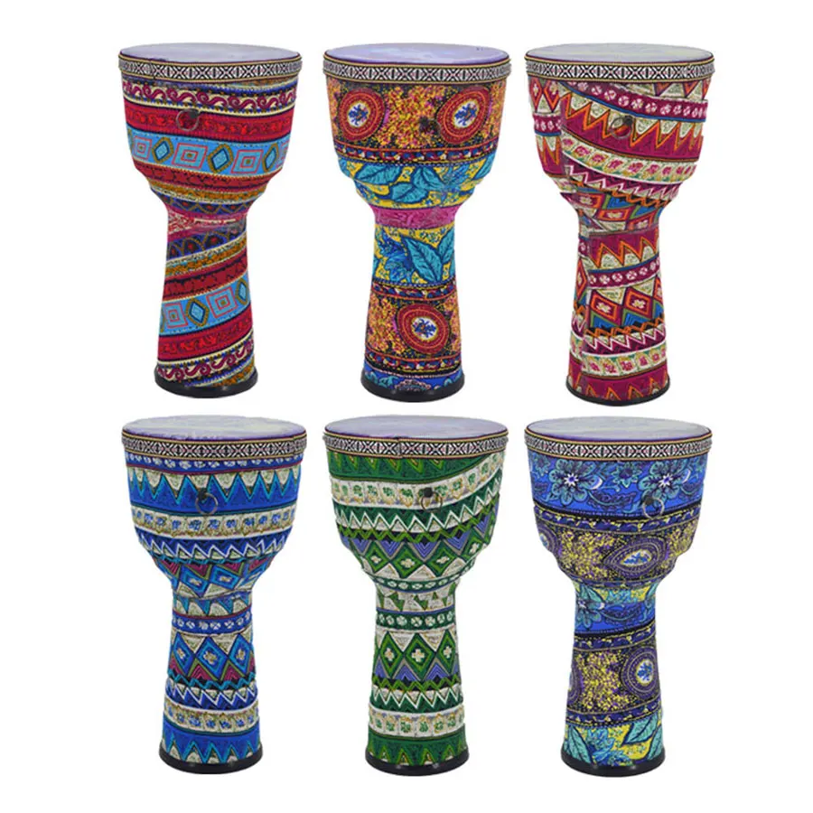 8 дюймов красивый африканский Djembe барабан красочные ткани искусства ABS баррель