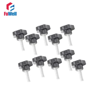 

10pcs M5 25mm Head 20mm Thread Length Star Shaped Black Plastic Star Knobs Grip Screw on Star Handles