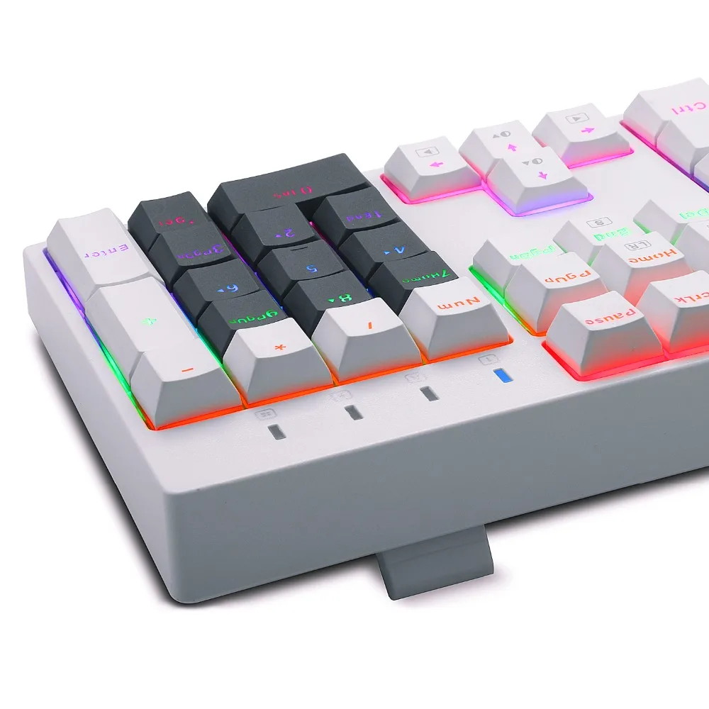 LED Mechanical Keyboard Contrast Color Tactile Clicky Blue Switches Anti-Ghosting USB Wired Gamer Keyboard for dota 2 lol, X8100