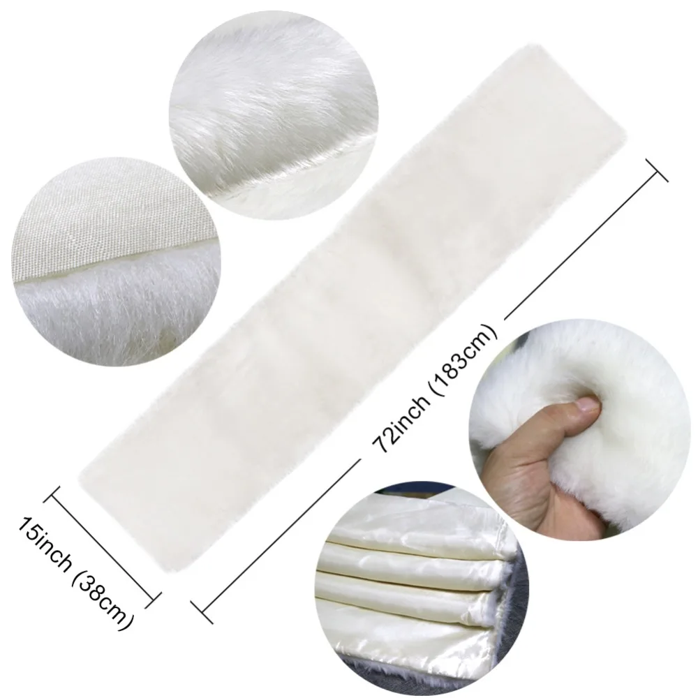  OurWarm Luxury White Fur Table Runner Christmas Table Decoration Luxury House Tablecloth Wedding De