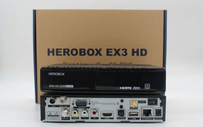 Herobox EX3 Поддержка HD DVB-S2+ T2/C BCM7358 751 процессор, выполняющий миллион операций в секунду с мощный вентилятор опционально Wi-Fi