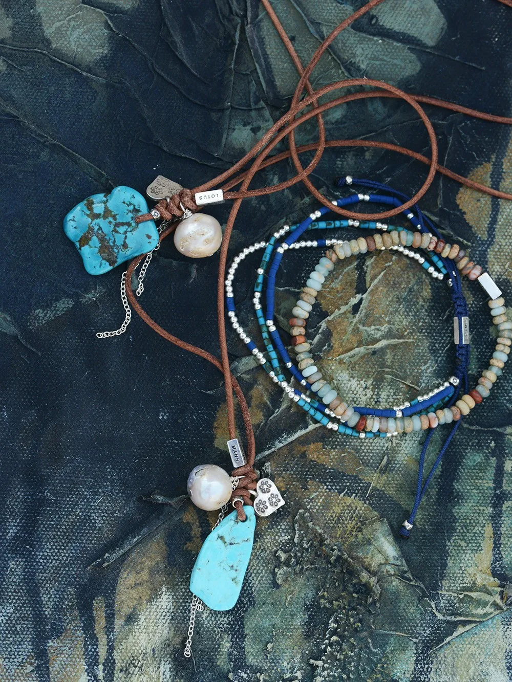 Lotus mann двухцветная мелкая Цветная глазурь с бусина из серебра 925 пробы плетением трехслойный слиток синие браслеты