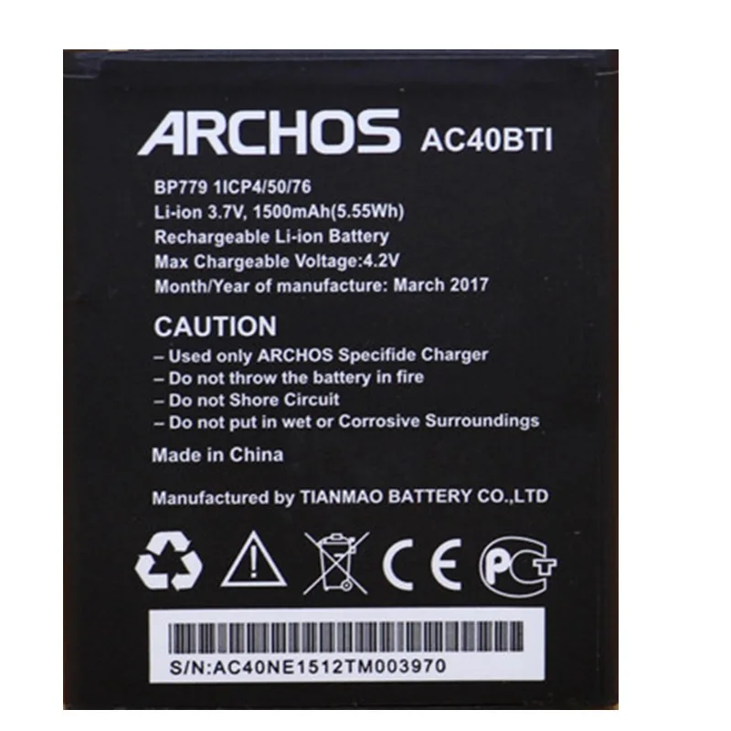 

AC40BTI Battery for for ARCHOS AC40BTI Cellphone Bateria New External Li-Ion Rechargeable Batteries Pack Replacement+Track Code
