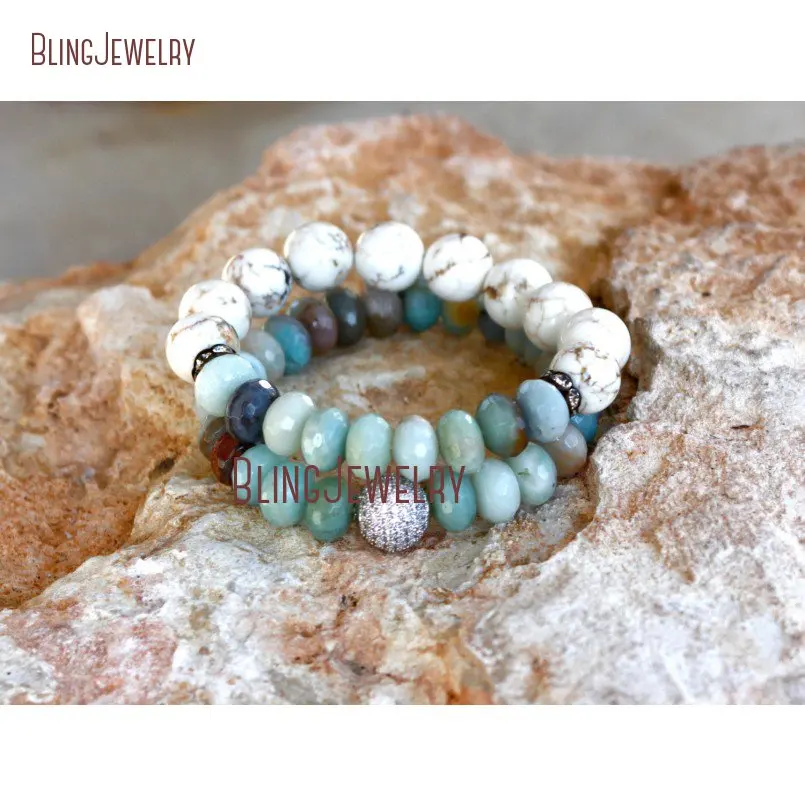 

Браслет с бусинами Amazonite Rondelles and Howlite SE23712