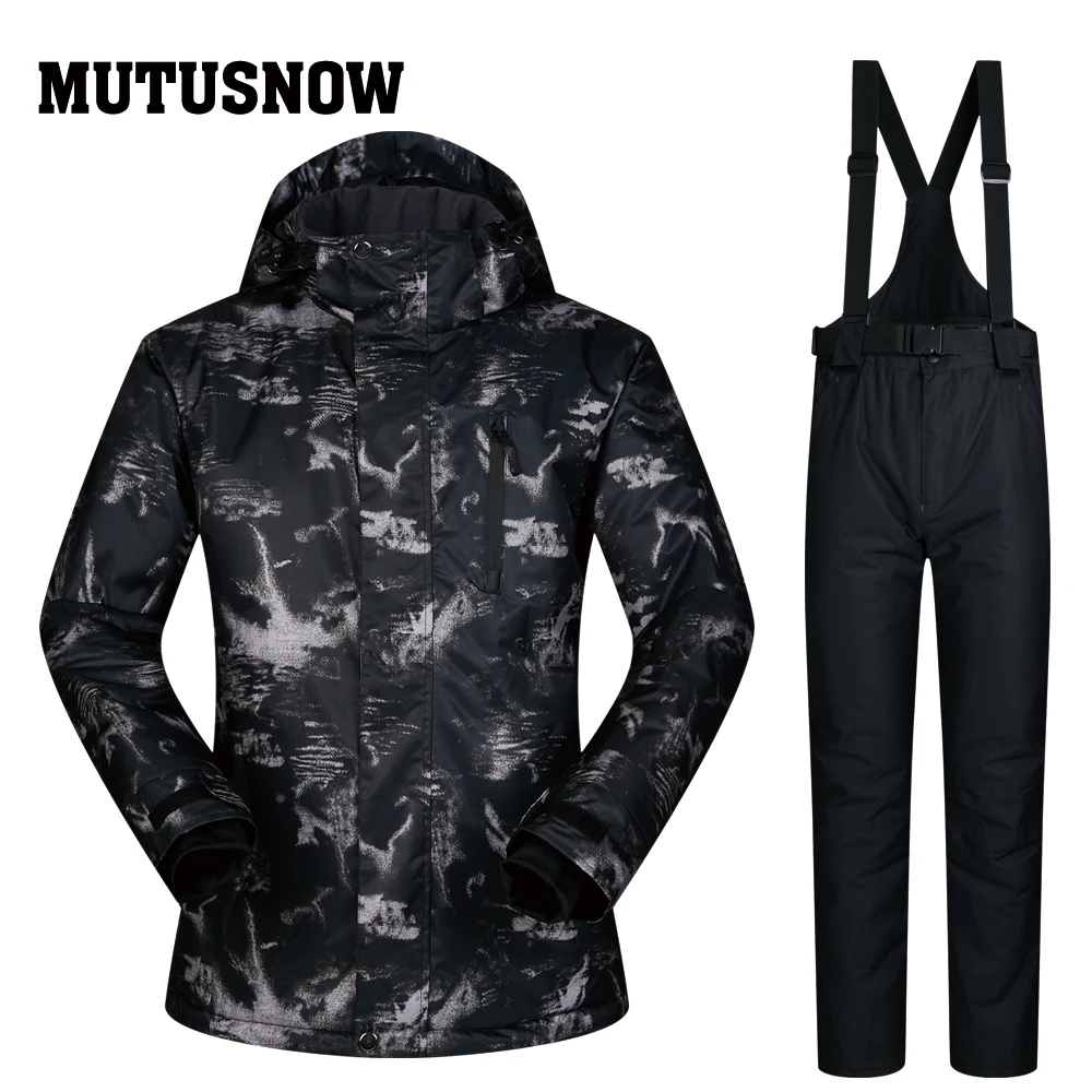 MUTUSNOW мужской лыжный костюм, комплекты Мужской ветронепроницаемой водонепроницаемой плотной одежды для сноуборда, лыжные куртки и штаны, комплекты зимних брендов
