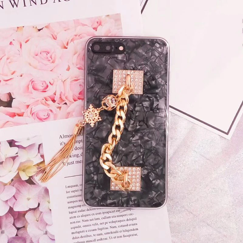 

Particular cool rhinestone Metal tassel gold chain bracelet shell phone case For Huawei P8 P9 P10 P20 Lite Plus mate 10 pro 2017