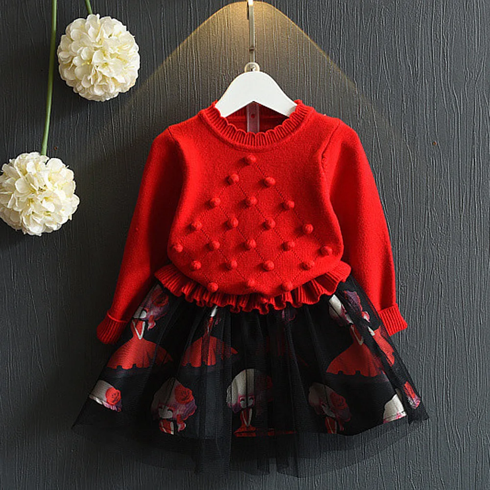 Baby Girl Dress Long Sleeve Sweaters Dresses 2017 Autumn Winter Kids