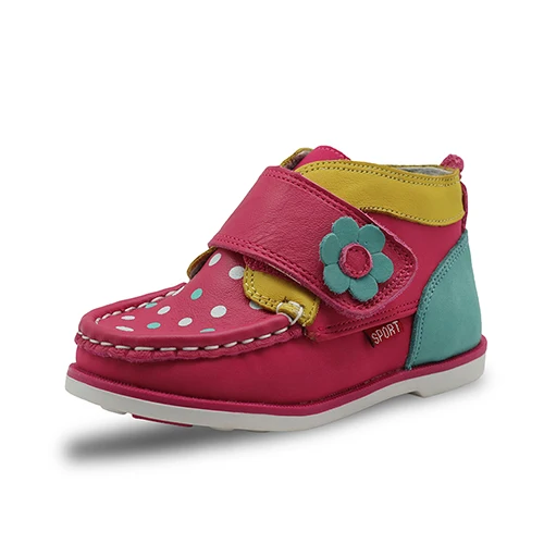 Apakowa/Новые осенне-зимние ботинки из натуральной кожи для маленьких девочек; Детские ботильоны; нескользящие утепленные Сникеры Martin для детей - Цвет: Peach