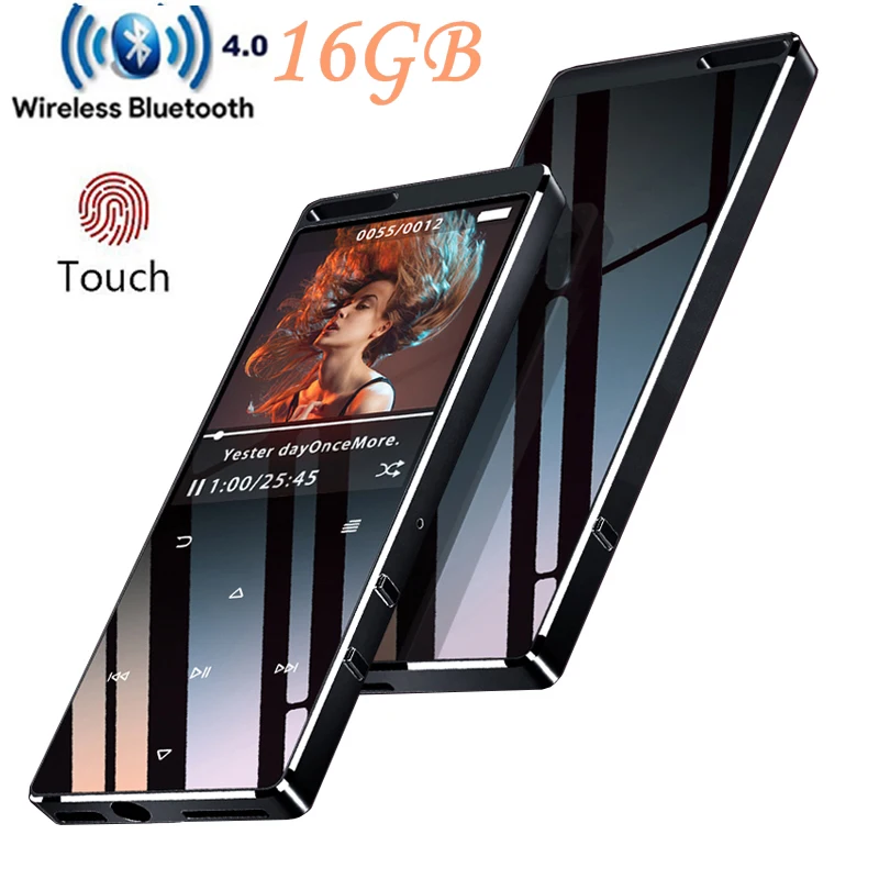 

Bluetooth4.1 MP3 Player 16GB Touch Key 1.8 Inch Color Screen Lossless Music Player Support FM, Recording, Support SD up to 128GB
