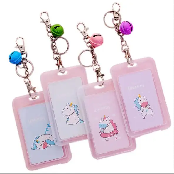 Мода Kawaii Мультфильм Единорог Обложка для автобусной карты чехол Брелок в виде