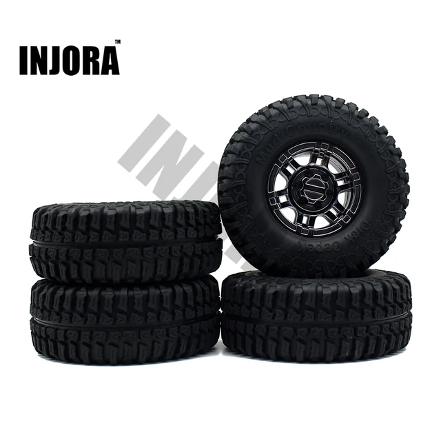 Best Offers 1:10 RC Rock Crawler 1.9 Inch Rubber Tires & Electroplating Beadlock Wheel Rim Set for Axial SCX10 Tamiya CC01 D90 